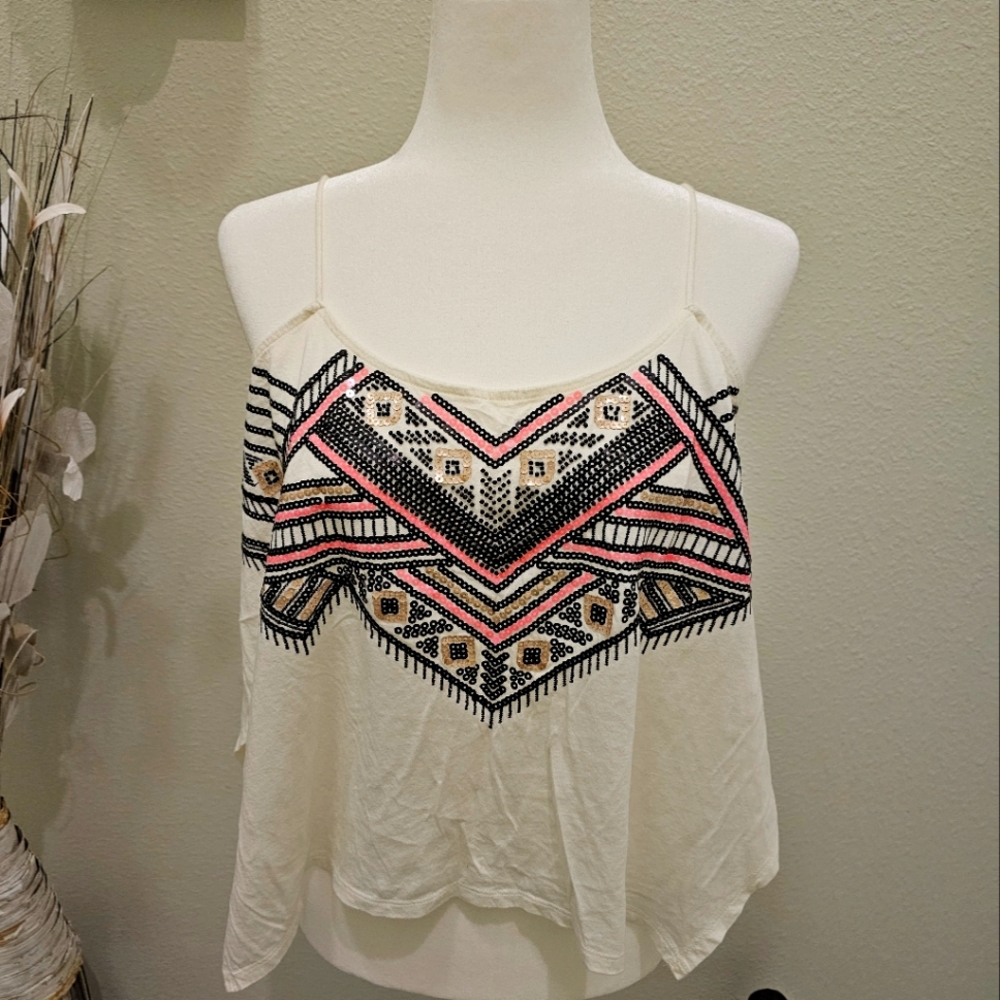 EXPRESS Boho Sequin Crop top EUC